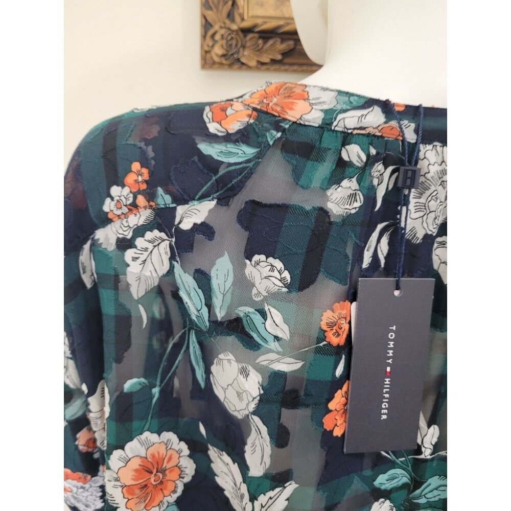 Tommy Hilfiger Women's Size S Blouse Urban Folklore Floral Top V Neck NWT 35 - Picture 6 of 12